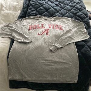 University of Alabama Roll Tide Delta Gray Long Sleeve Tee with Red Print